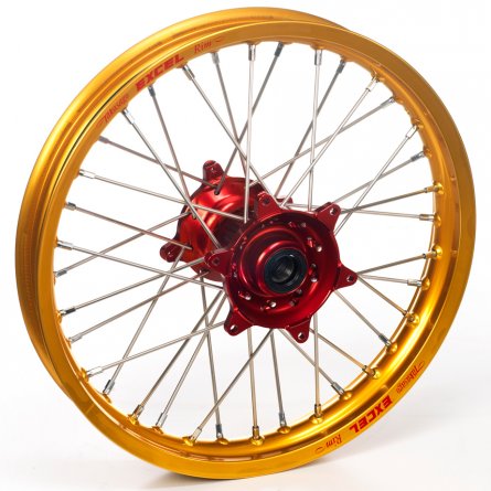 Haan Wheels, Komplett Hjul, 1,60, 21", FRAM, GULD RÖD, KTM 16-27 450 EXC-F, 15-27 450 SX-F, 18-22 250 EXC TPI/300 EXC TPI, 23-25