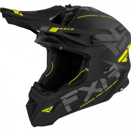 FXR HELIUM RACE DIV Helmet w/ D-ring - Black / Hi Vis - XS