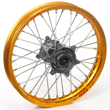 Haan Wheels, Komplett Hjul, 1,40, 17", FRAM, GULD GRÅ, Kawasaki 01-26 KX85, 97-00 KX80
