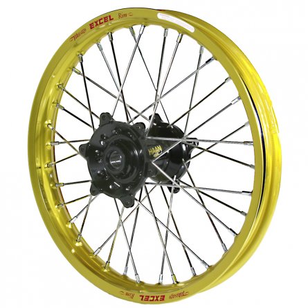 Haan Wheels, Komplett Hjul, 1,60, 21", FRAM, GULD SVART, Kawasaki 06-18 KX450F, 06-08 KX250, 19-20 KX250, 06-18 KX250F, 06-08 KX