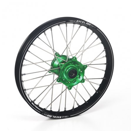 Haan Wheels, Komplett Hjul A60, 1,85, 19", BAK, SVART GRÖN, Kawasaki 19-26 KX450, 06-18 KX450F, 24-26 KX450X, 03-08 KX250, 19-26