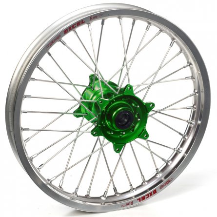 Haan Wheels, Komplett Hjul, 2,15, 19", BAK, SILVER GRÖN, Kawasaki 19-26 KX450, 06-18 KX450F, 24-26 KX450X, 03-08 KX250, 19-26 KX