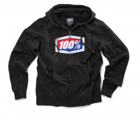 100%, OFFICIAL Zip Hooded Sweatshirt, VUXEN, M, SVART