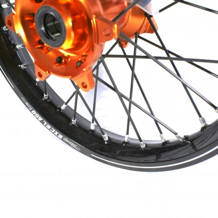 Haan Wheels, Komplett Hjul A60, 2,15, 18", BAK, SVART ORANGE, KTM 03-21 450 EXC-F, 03-12 450 SX-F, 18-21 250 EXC TPI/300 EXC TPI