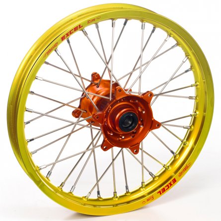 Haan Wheels, Komplett Hjul, 2,15, 19", BAK, GUL ORANGE, KTM 03-23 450 EXC-F, 03-12 450 SX-F, 18-22 250 EXC TPI/300 EXC TPI, 95-1