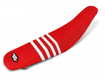 Moto Seat, Sadelöverdrag Stripes, VIT RÖD, Honda 17-20 CRF450R, 18-19 CRF450RX, 17 CRF-RX 450, 18-21 CRF250R, 19 CRF250X