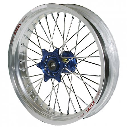 Haan Wheels, Komplett Hjul, 1,60, 21", FRAM, SILVER BLÅ, Husqvarna 04-10 TC 450/TE 450/TE 510, 04-13 TC 250/TE 250, 11-12 TE 125