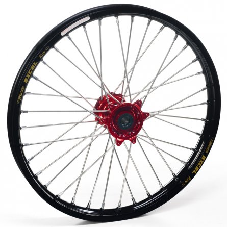 Haan Wheels, Komplett Hjul, 1,60, 21", FRAM, SVART RÖD, Husqvarna 04-10 TC 450/TE 450/TE 510, 04-13 TC 250/TE 250, 11-12 TE 125,