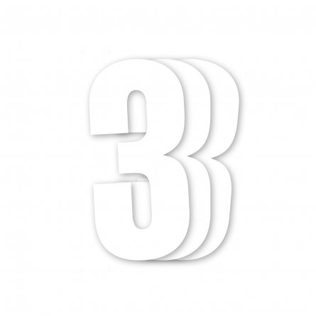 Holeshot, Siffror 10st, 11 X 5 cm, 3, VIT