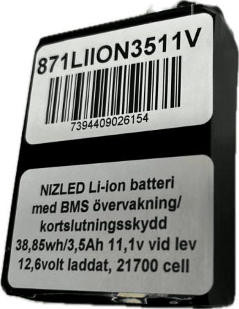 Li-ion batteri 12,6 (11,1) volt 3,5Ah med BMS, (batteri till E30/E60 lampan)
