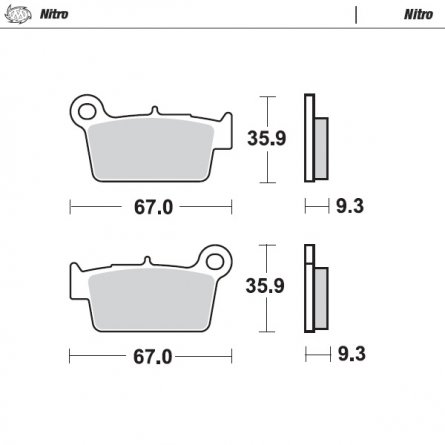 Moto-Master, Bromsbelägg Nitro, BAK, Kawasaki 07-16 KLX450, 19-26 KX450, 06-18 KX450F, 24-26 KX450X, 19-26 KX250, 04-18 KX250F, 