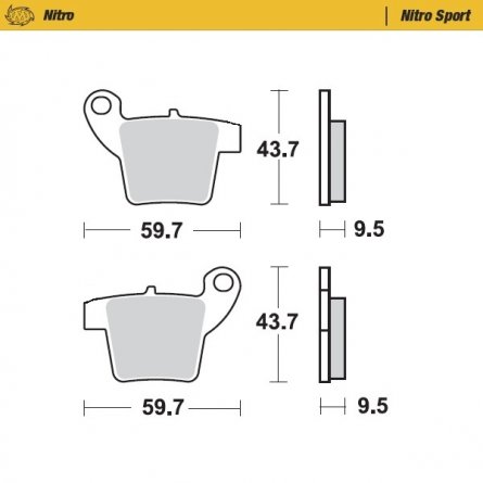 Moto-Master, Bromsbelägg Nitro Sport (Till Bromsok 210104), BAK, KTM 04-11 85 SX, 09-27 65 SX, Husqvarna 17-22 TC 65, 24-25 TC 6