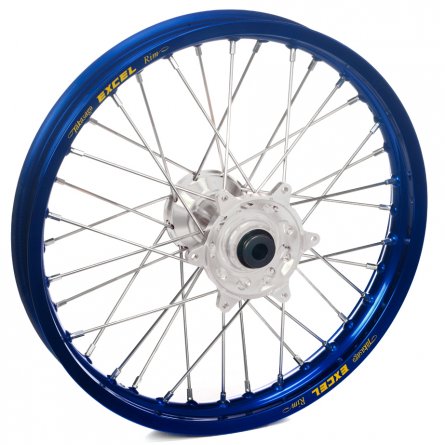 Haan Wheels, Komplett Hjul, 1,60, 21", FRAM, SILVER BLÅ, Yamaha 14-26 YZ450F, 14-26 YZ250F, FANTIC 24 XEF 450, 24-26 XXF 450, 24