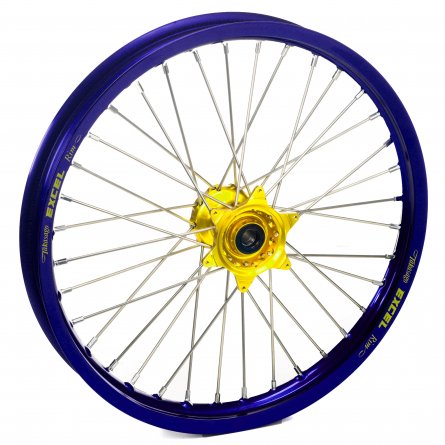 Haan Wheels, Komplett Hjul, 1,60, 21", FRAM, BLÅ GUL, KTM 16-26 450 EXC-F, 15-26 450 SX-F, 18-22 250 EXC TPI/300 EXC TPI, 23-25 