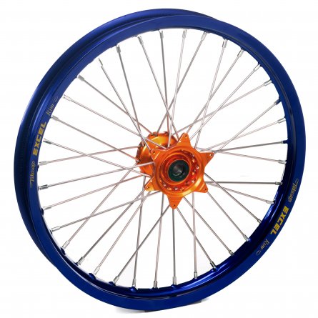 Haan Wheels, Komplett Hjul, 1,60, 21", FRAM, BLÅ ORANGE, KTM 16-26 450 EXC-F, 15-26 450 SX-F, 18-22 250 EXC TPI/300 EXC TPI, 23-