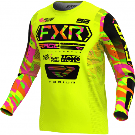 FXR Yth Podium Mx Jersey - HiVis/Sherbet Camo