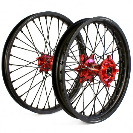 Holeshot, Komplett Hjulset, 1,85/1,60, 16/19", BAK FRAM, MATT SVART RÖD, KTM 21-24 85 SX, Husqvarna 21-24 TC 85, GasGas 21-24 MC