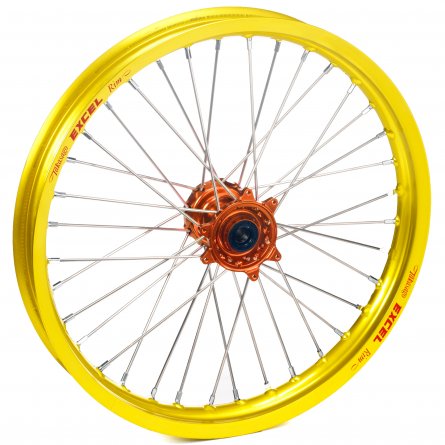 Haan Wheels, Komplett Hjul, 1,60, 21", FRAM, GUL ORANGE, KTM 16-27 450 EXC-F, 15-27 450 SX-F, 18-22 250 EXC TPI/300 EXC TPI, 23-