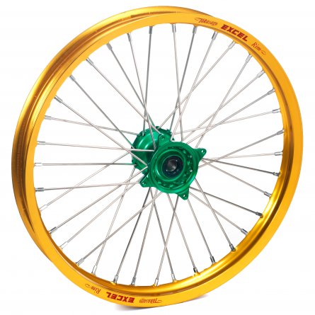 Haan Wheels, Komplett Hjul, 1,60, 14", FRAM, GULD GRÖN, KTM 02-24 65 SX, Husqvarna 17-24 TC 65, GasGas 24 MC 65, 26 MC 65, 21-23