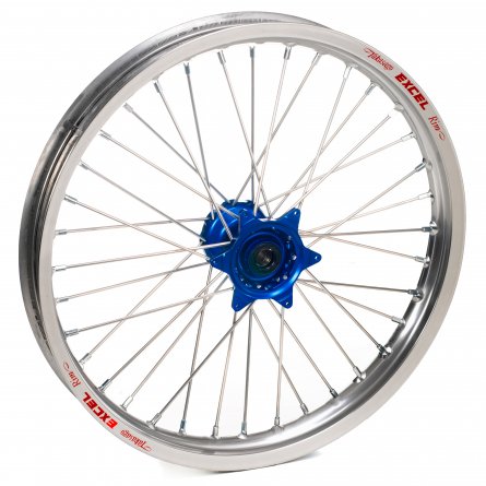 Haan Wheels, Komplett Hjul, 1,60, 21", FRAM, SILVER BLÅ, Husqvarna 04-10 TC 450/TE 450/TE 510, 04-13 TC 250/TE 250, 11-12 TE 125