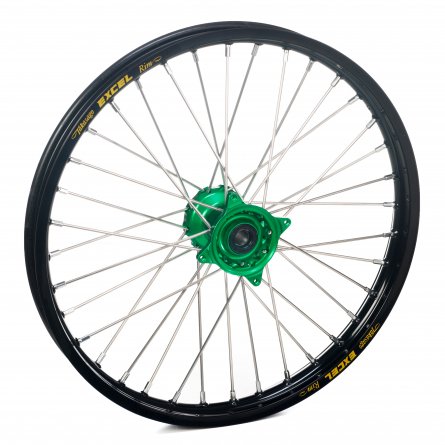 Haan Wheels, Komplett Hjul, 1,60, 21", FRAM, SVART GRÖN, Kawasaki 19-26 KX450, 24-26 KX450X, 21-26 KX250, 24-26 KX250X