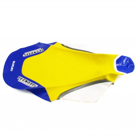 Tecno-X, Sadelöverdrag, RM 125, 96-00 Gul/Blå, Suzuki 96-00 RM125