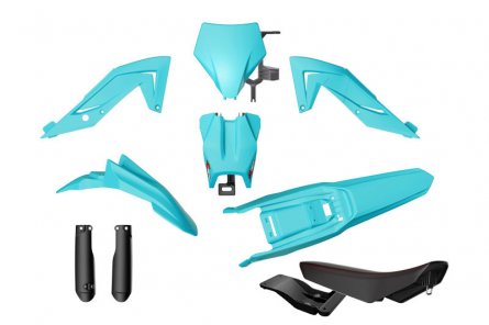 Rtech, Plastkit, Revolution ink sadel, CYAN MINT SVART BLÅ, TALARIA 23-25 STING